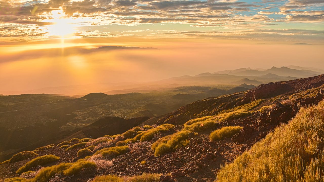 Tenerife, Západ slunce při sestupu z El Teide