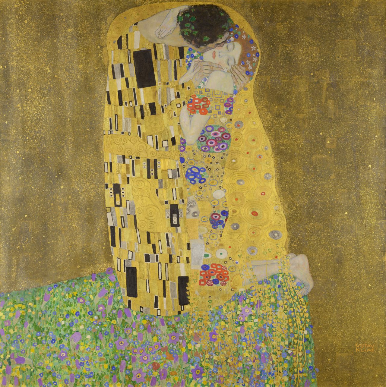 Barvy ve fotografii, Žlutá barva, Polibek. Gustav Klimt (1908) 