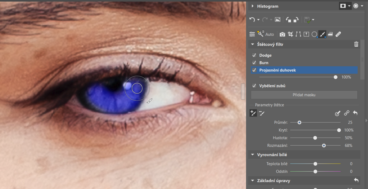 Vylaďte portréty s pomocí AI, štětcový filtr