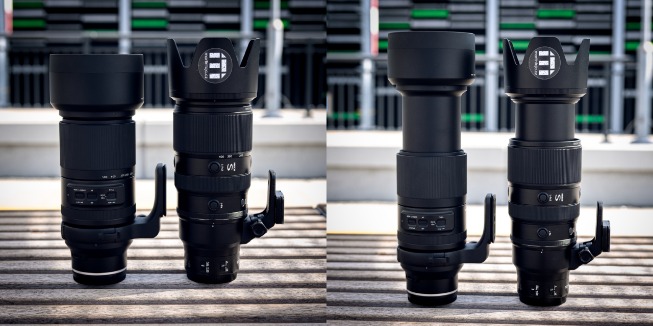 Tamron 150-500 mm F/5-6.7 Di III VC VXD, teleobjektiv, srovnání velikosti